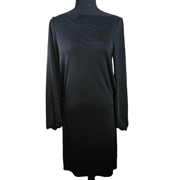 Ralph Lauren Black Label Silk Blend Black Sheath Dress Women Size Medium - Picture 5 of 12